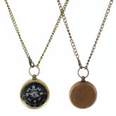 Custom Brass Compass Necklace, Antique Finish